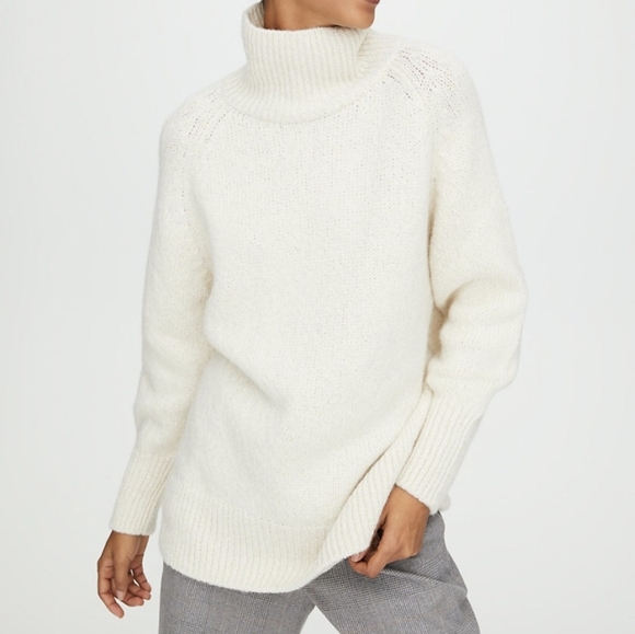 ARITZIA BABATON Day Off Turtleneck Sweater Alpaca Wool White XS - Picture 1 of 14